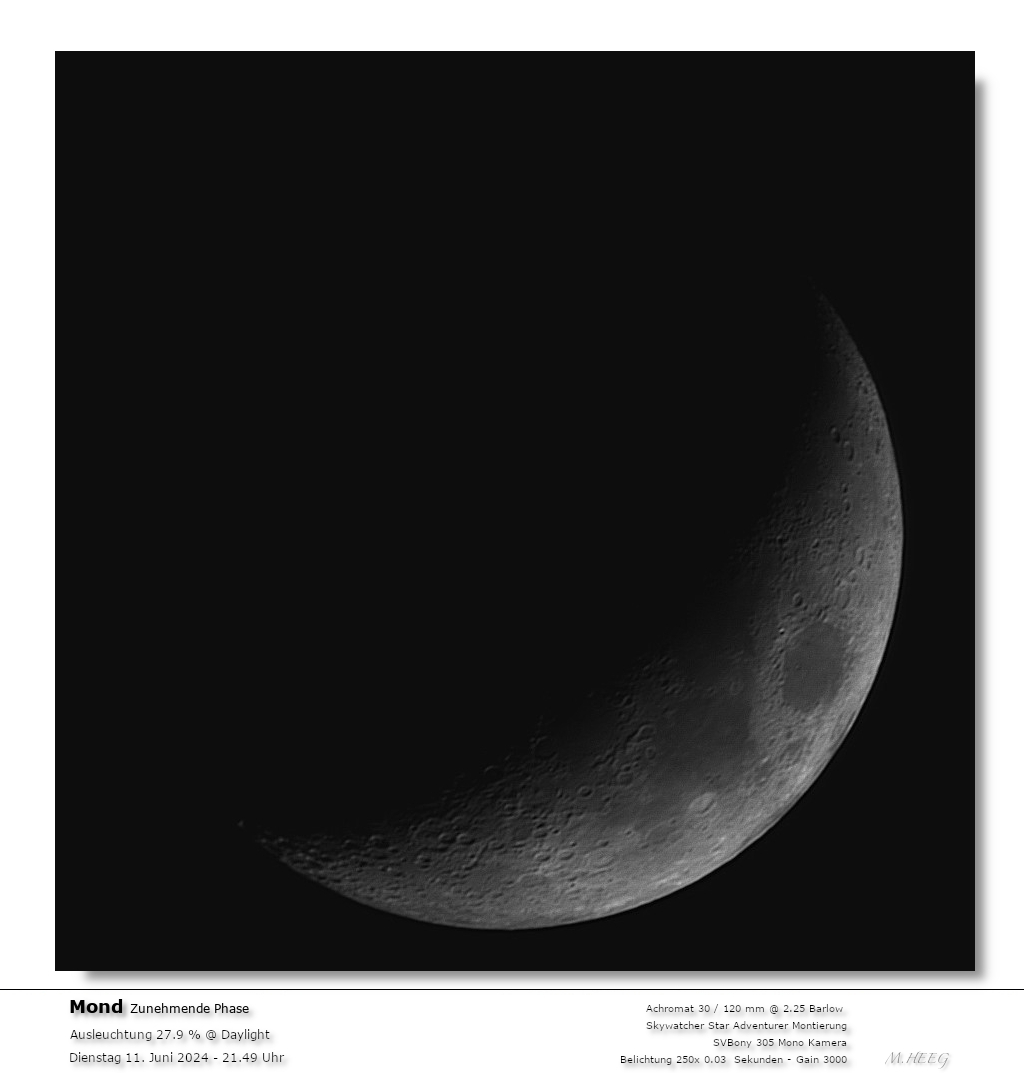 Monddarstellung bei 30 mm  Öffnung