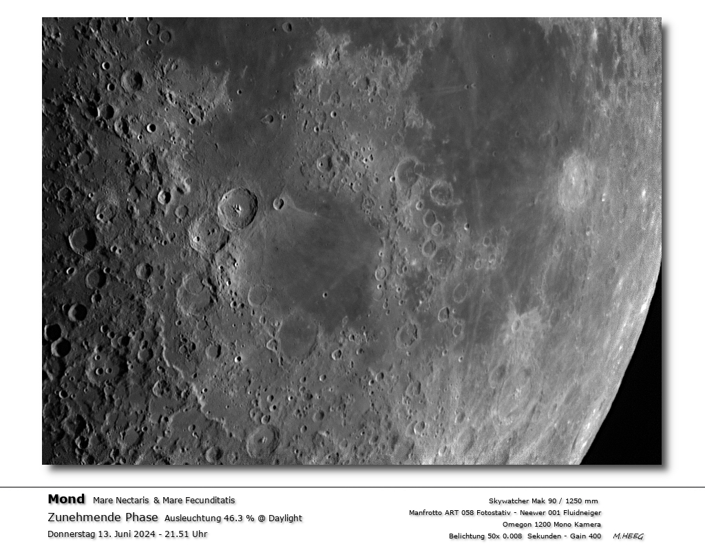 Monddarstellung bei 1250 mm  Brennweite