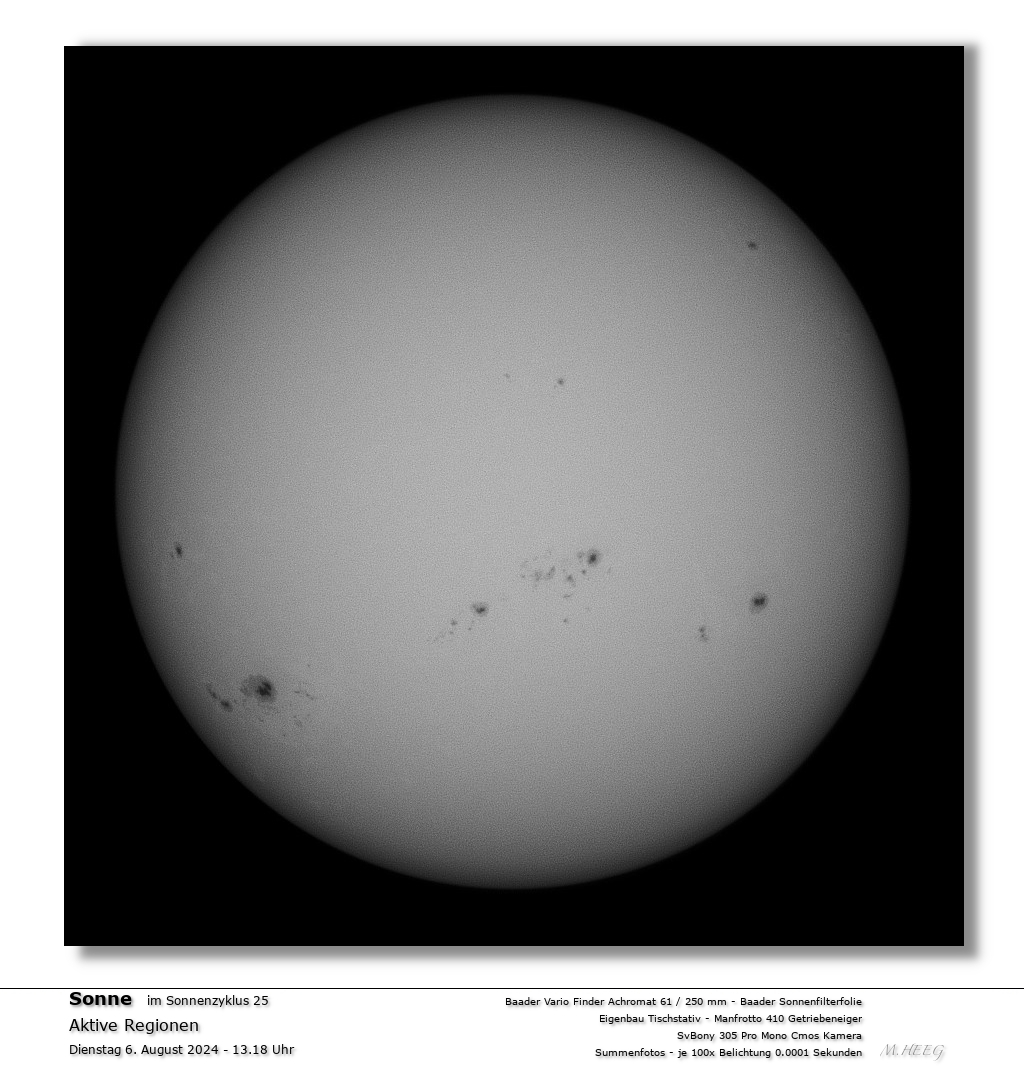 Sonnendarstellung bei 61 mm  Öffnung