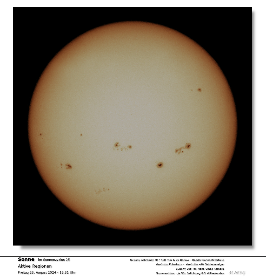 Sonnendarstellung bei 40 mm Öffnung