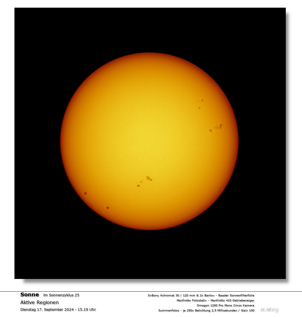 Sonnendarstellung bei 30 mm Öffnung