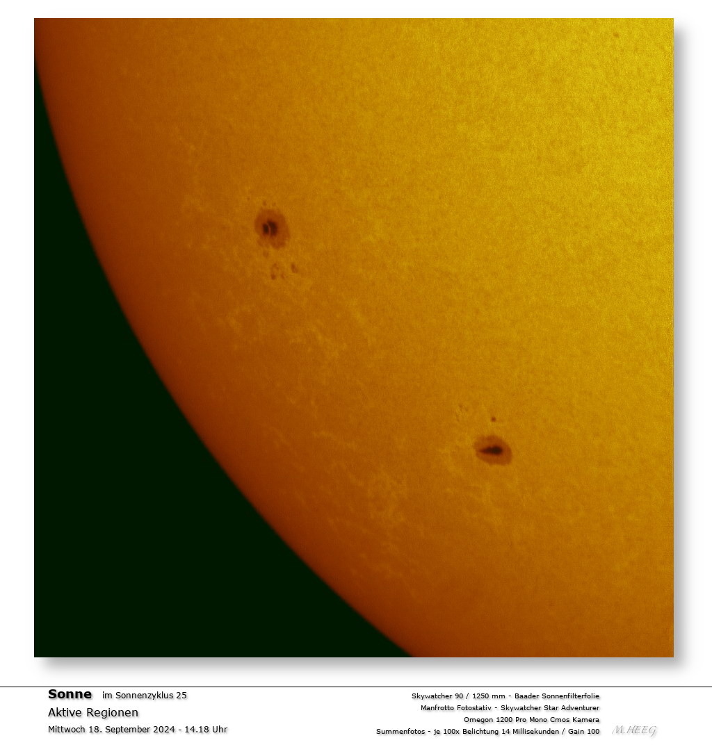 Sonnendarstellung bei 90 mm Öffnung
