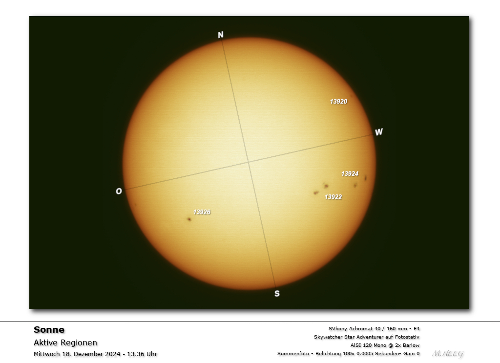 Positionsbestimmung Sonnenflecke