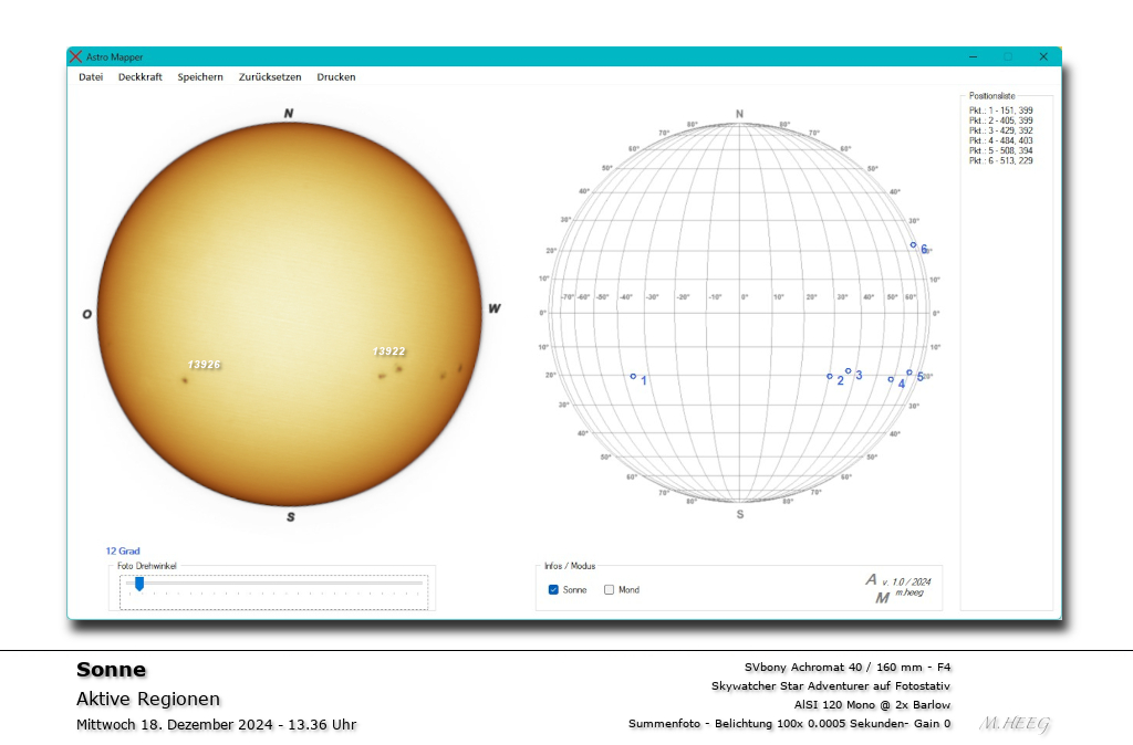 Sonne mit eigener Software