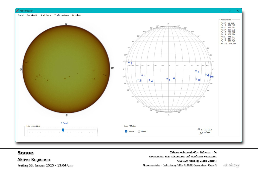 Sonne mit eigener Software