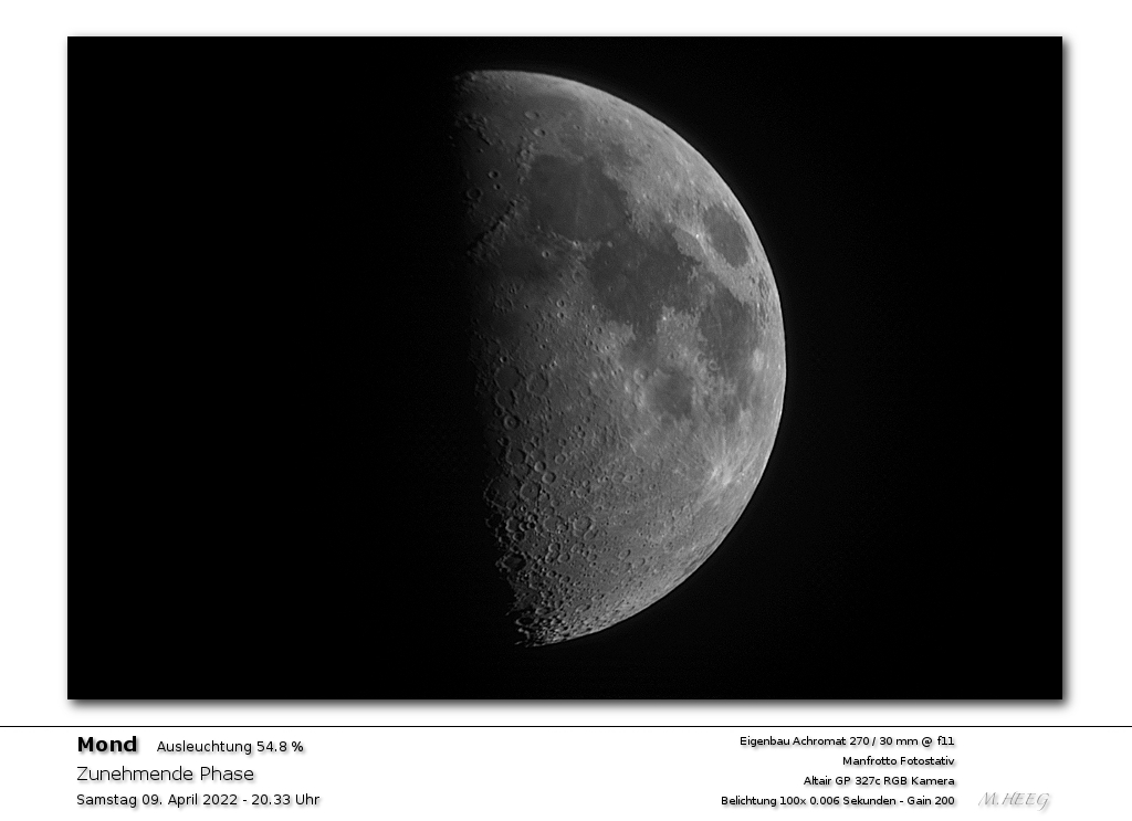 ...Mond mit Eigenbaurefraktror Ein halber Mond :-)