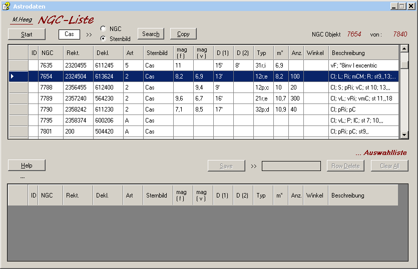 ...NGC - Objektliste NGC Software 1