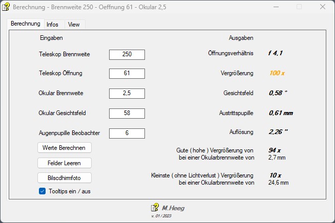 ... Teleskoprechner Berechnungsprogramm