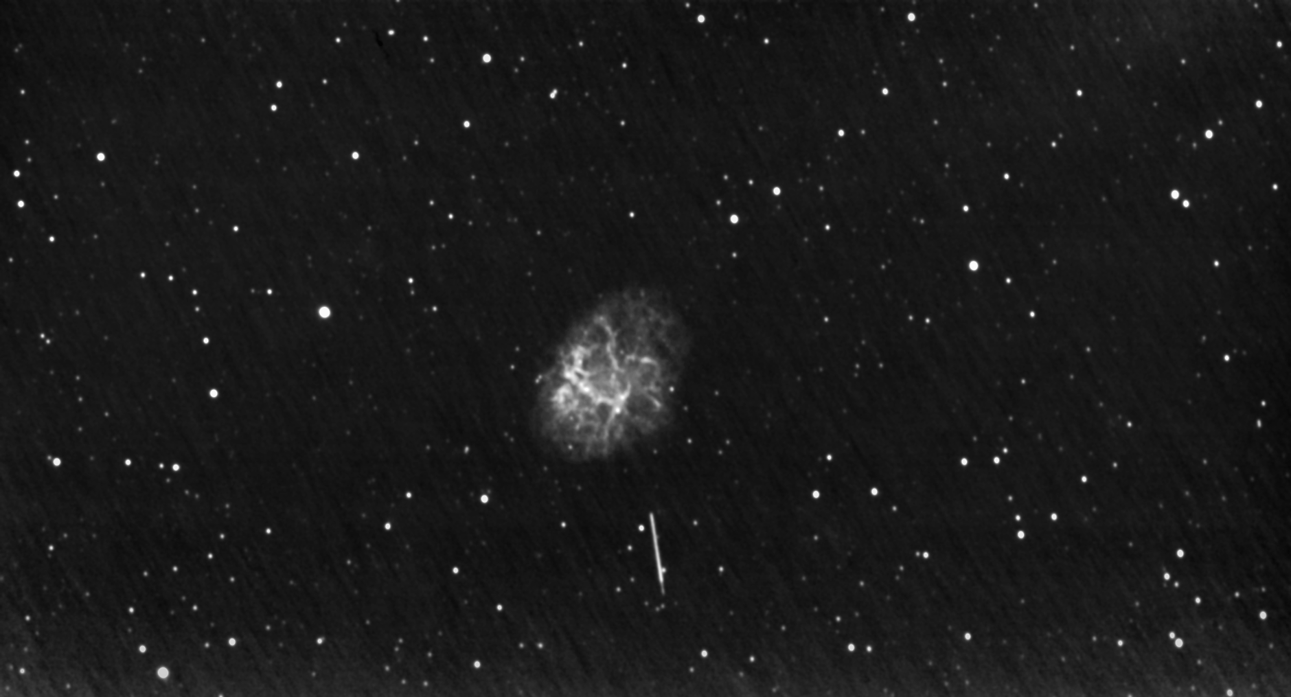 ... Automatisches Summenfoto Nysa und Krebsnebel Asteroid Nysa