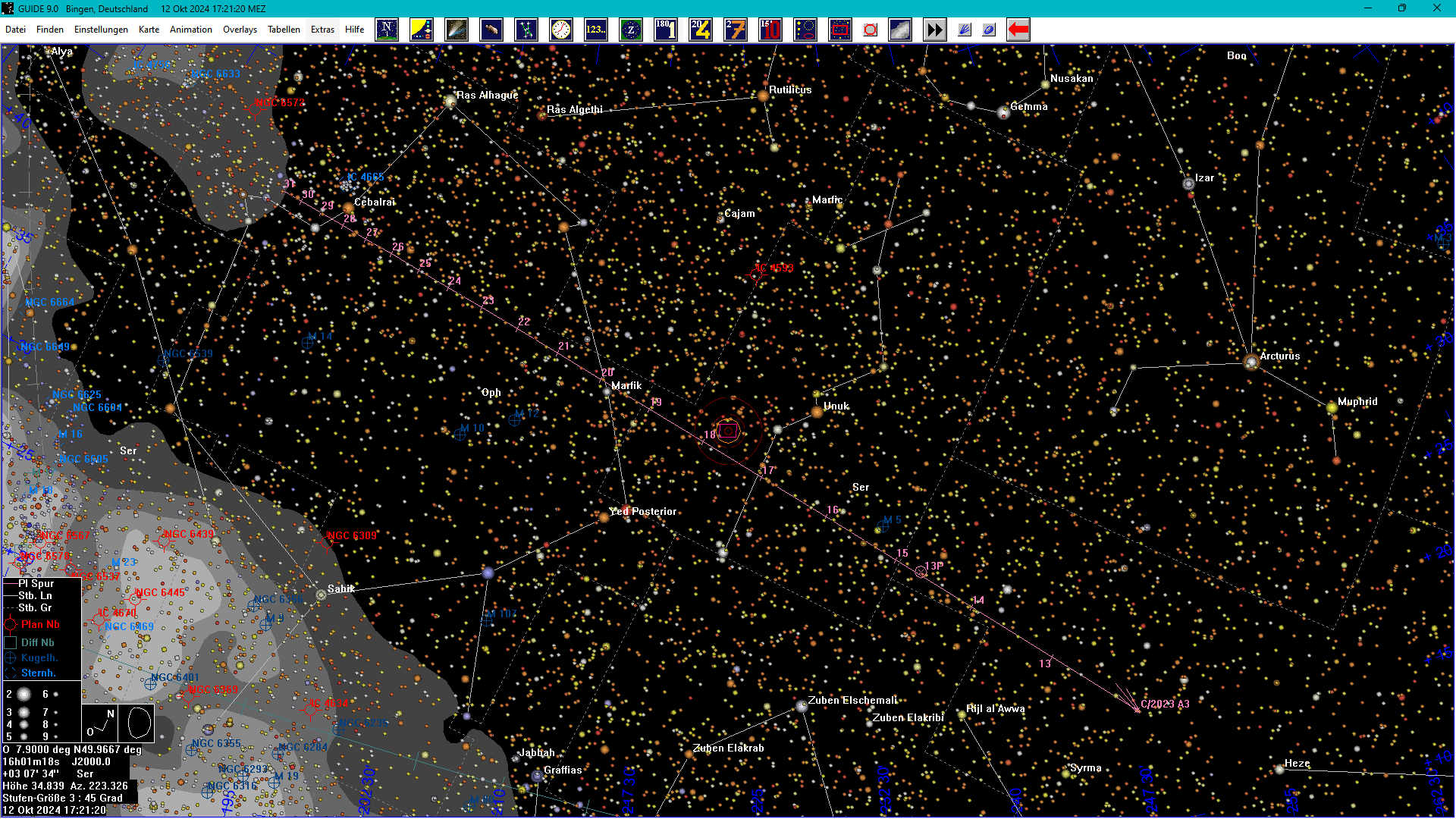 ... Übersicht Positionskarte Komet in Karte