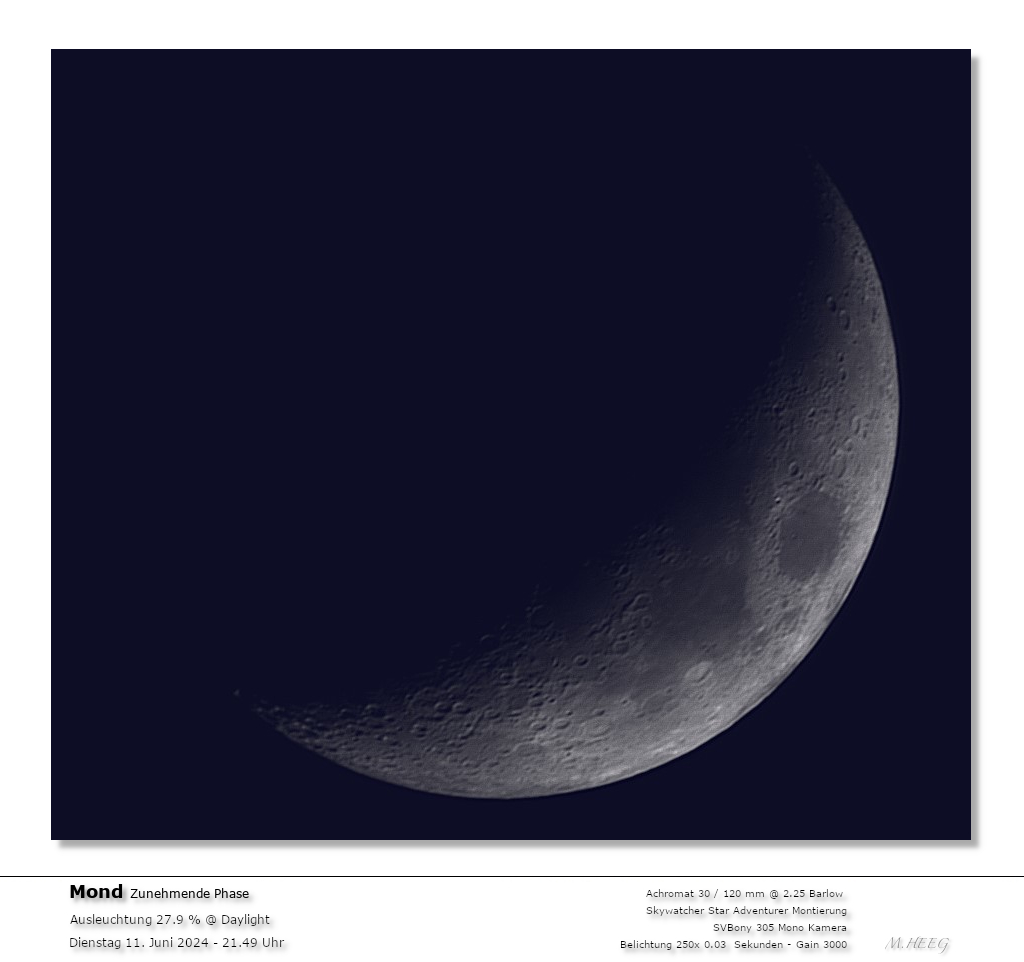 Monddarstellung bei 30 mm  &Ouml;ffnung