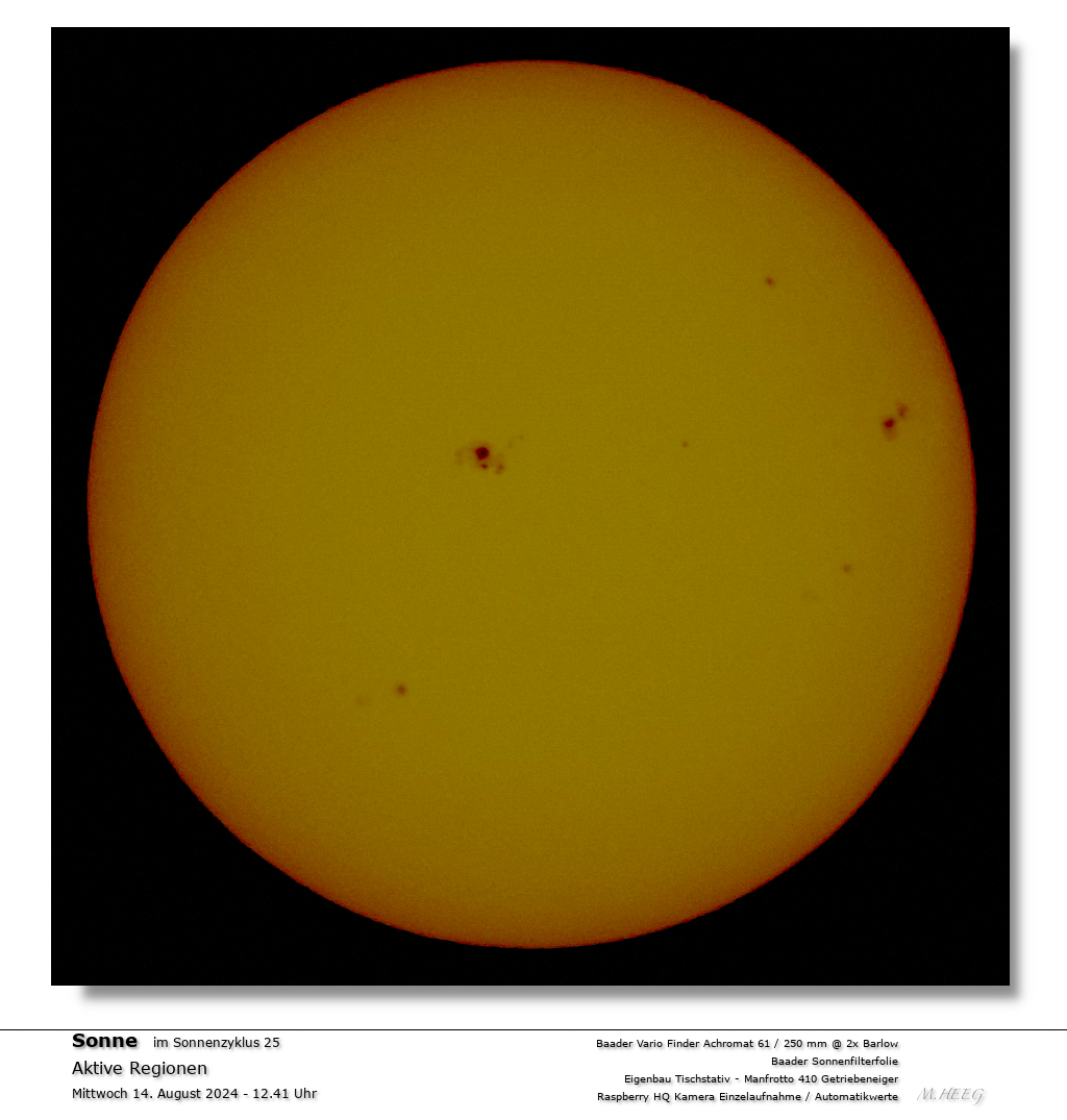 Sonnendarstellung bei 61 mm  &Ouml;ffnung