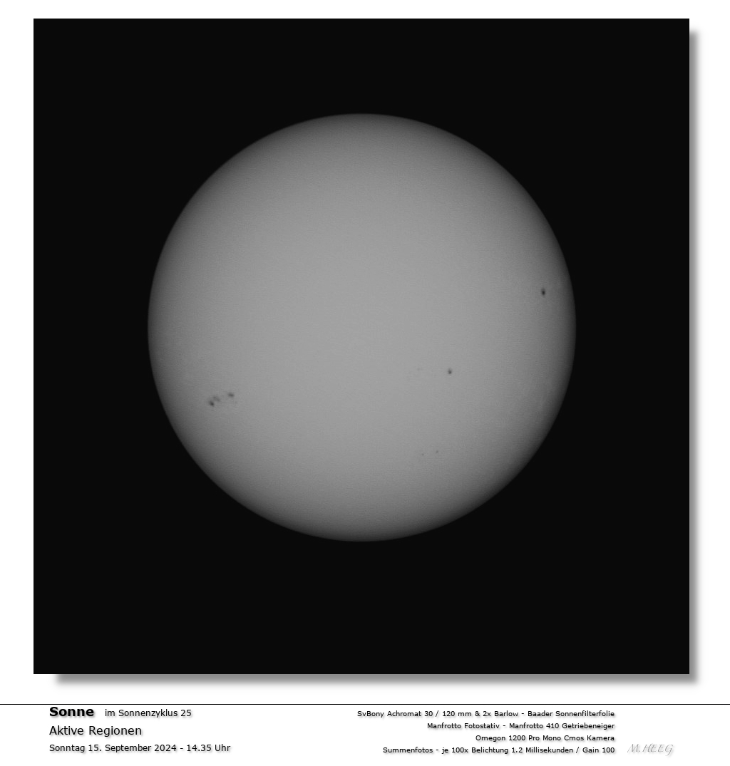Sonnendarstellung bei 30 mm &Ouml;ffnung