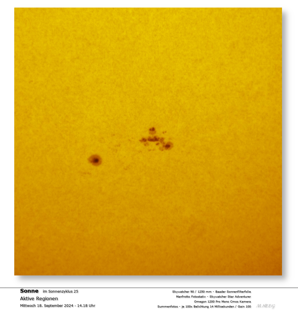 Sonnendarstellung bei 90 mm &Ouml;ffnung