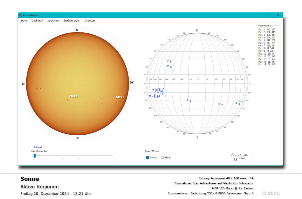 Sonne mit eigener Software