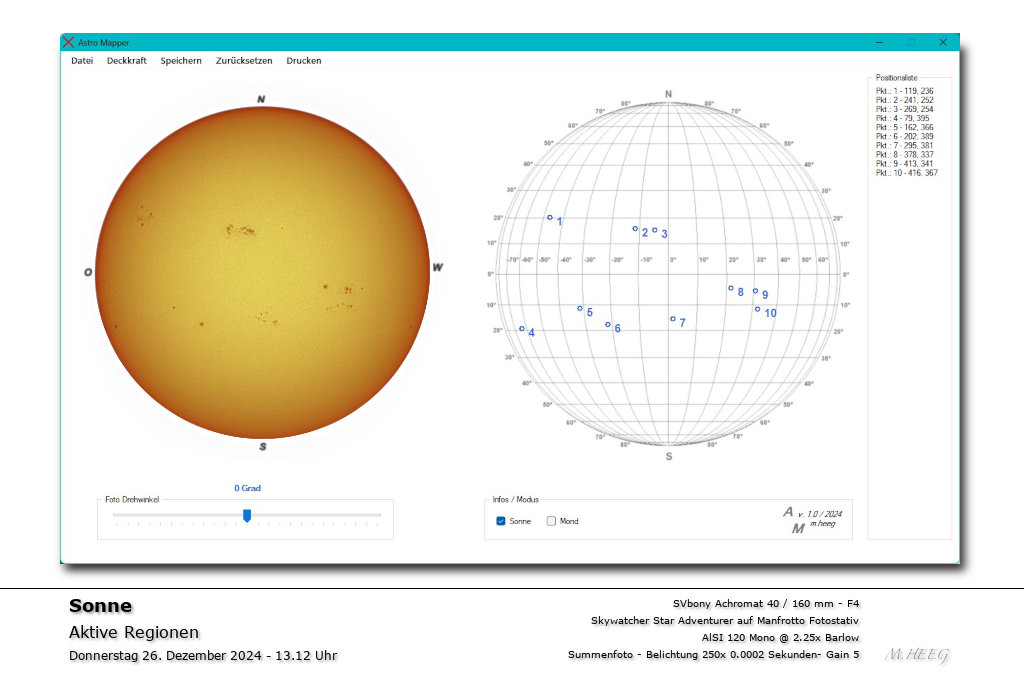 Sonne mit eigener Software