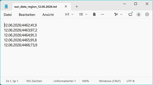 Sonnen-Softwar-Textauswertung